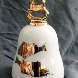 Pisces Zodiac Bell Danbury Mint 24kt Gold Fine Bavarian Porcelain Vintage 1980s
