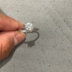 Moissanite Silver Adjustable Engagement Ring
