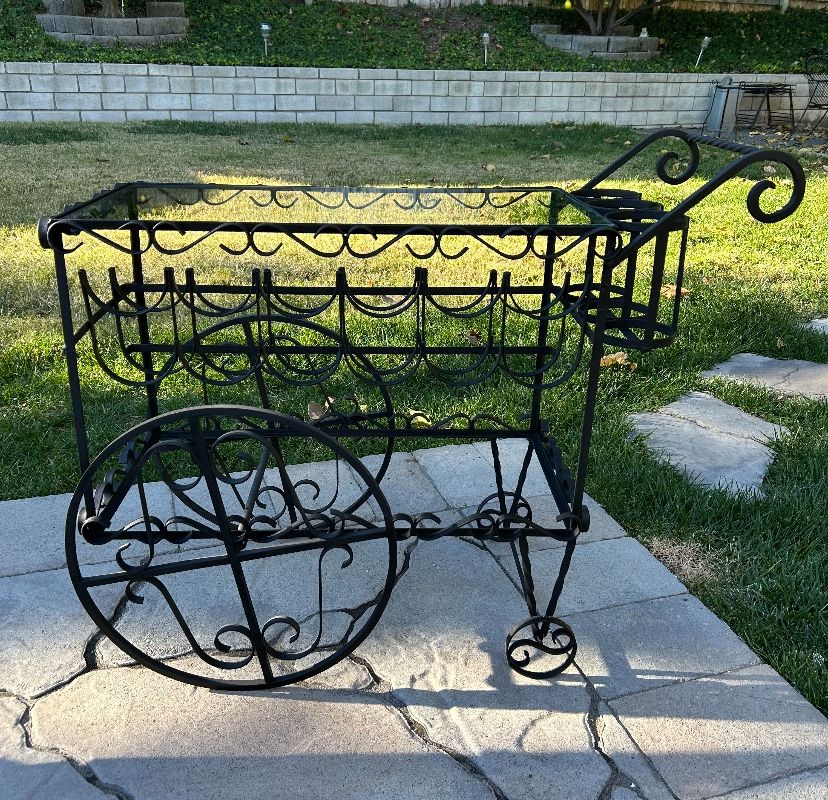 Vintage Wrought Iron Bar Cart