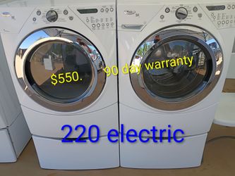 550 220 electric Whirlpool washer dryer with steamer color tonight warranty