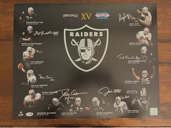Raiders Multi signed 7 hall of famers 16x20 photo JSA COA
