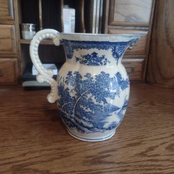 1920's Japan Blue And White Pitcher.