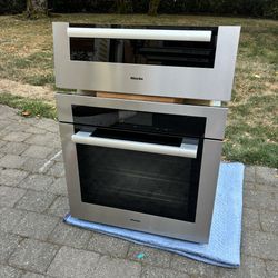 Miele H6780BP 30” Convection Oven + ESW6780 Warming Drawer – Stainless Steel