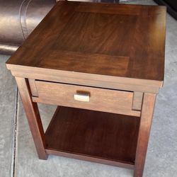 Living Spaces Brown Wooden End Table