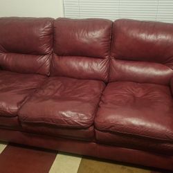 Burgundy Leather Couch Set