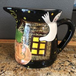 Halloween Vintage NWOT Hand Painted Laurie Gates Pitcher 