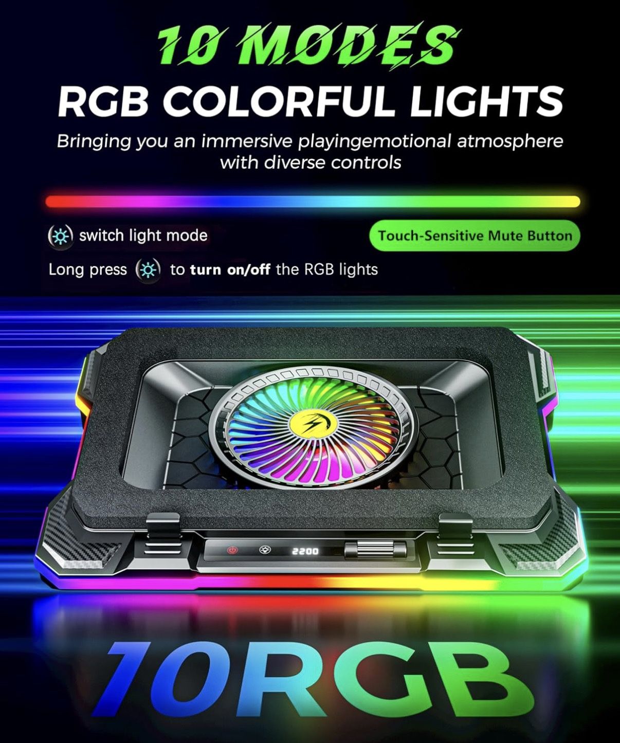 ChillCore RGB Gaming Laptop Cooling Pad with 5.5" Turbo Fan, Rapid Cooling for 15.6-19.3" Laptops