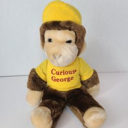 Eden Toys Curious George Plush 12 Inch Stuffed Monkey Plush Vintage 1984 Yellow