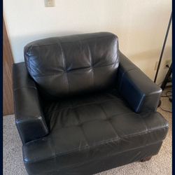 Faux Leather Black Wide Armchair 