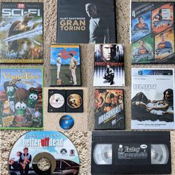 Assortment of classic, vintage, retro and modern movies films DVDs VHS cassette tape