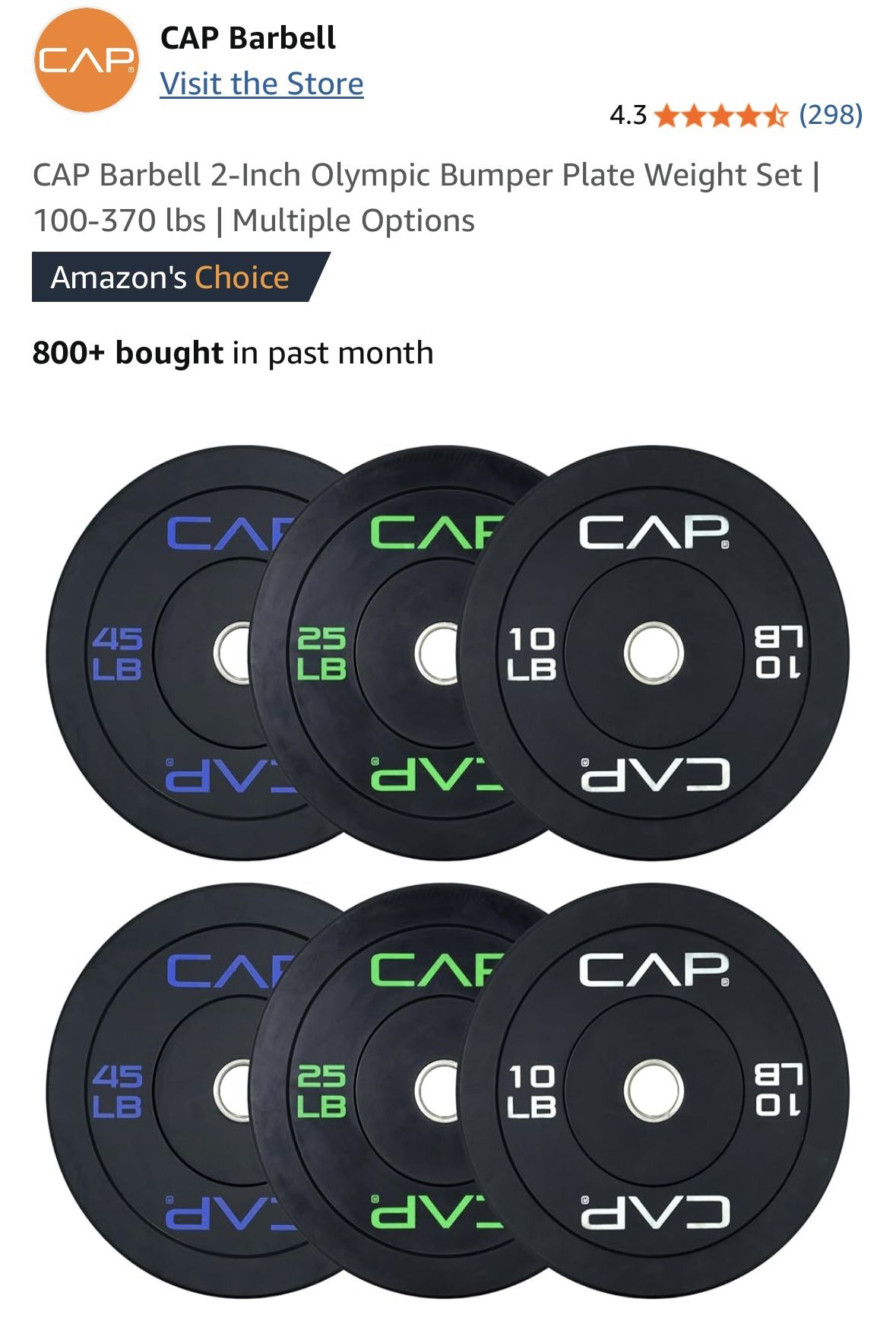 Brand New Bumper Plates Olympic Weights - Cap Barbell 160 Lbs