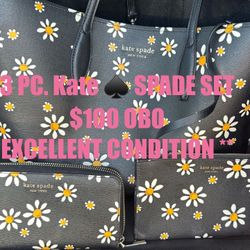 Kate Spade ♠️ 3pc Set All Day 🌼 Daisy Dots Large Tote