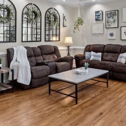 Brown Reclining Sofa - ONE LEFT