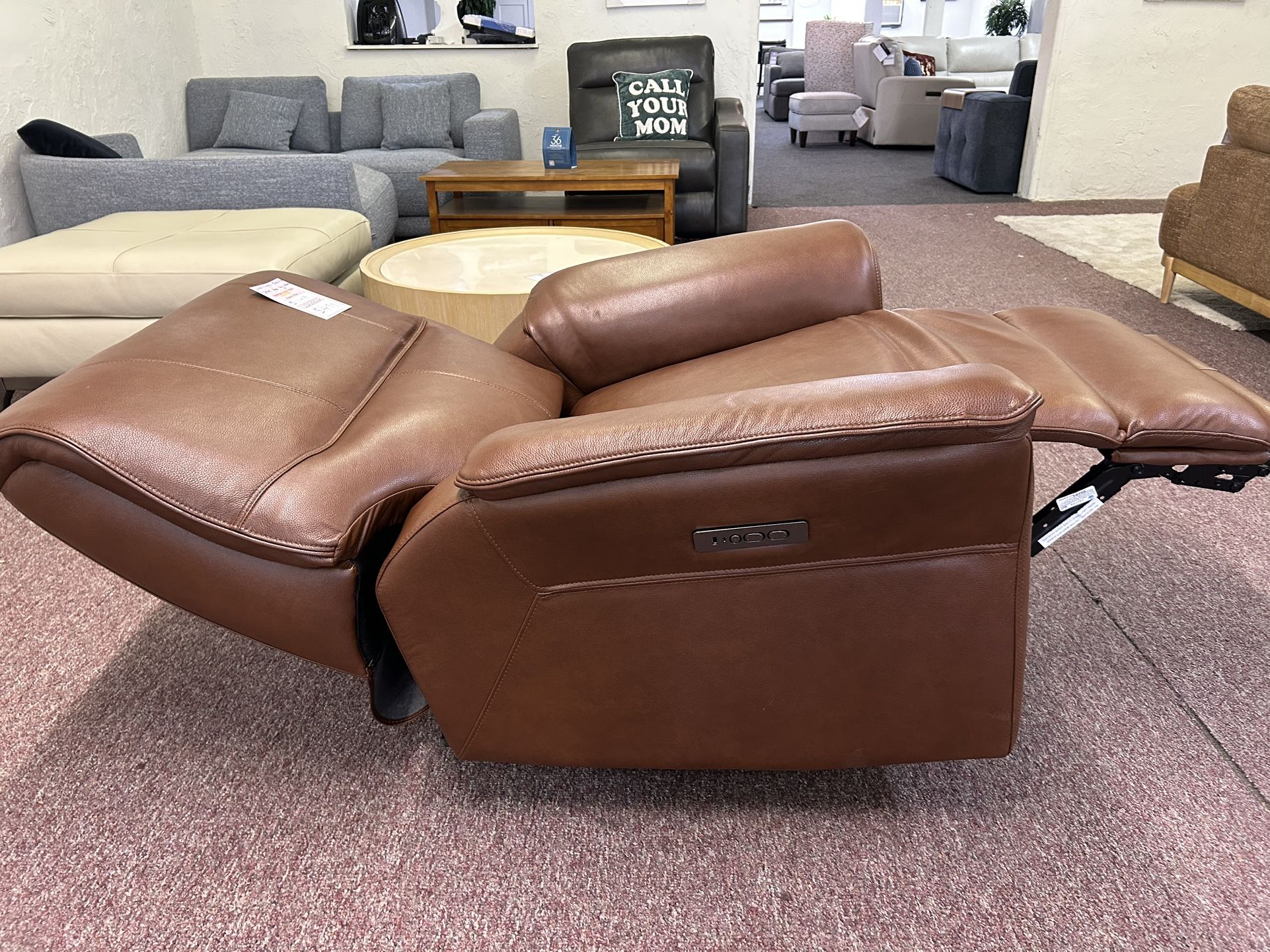 Furniture- Zero Gravity 100% Real Leather Chair- Warlington