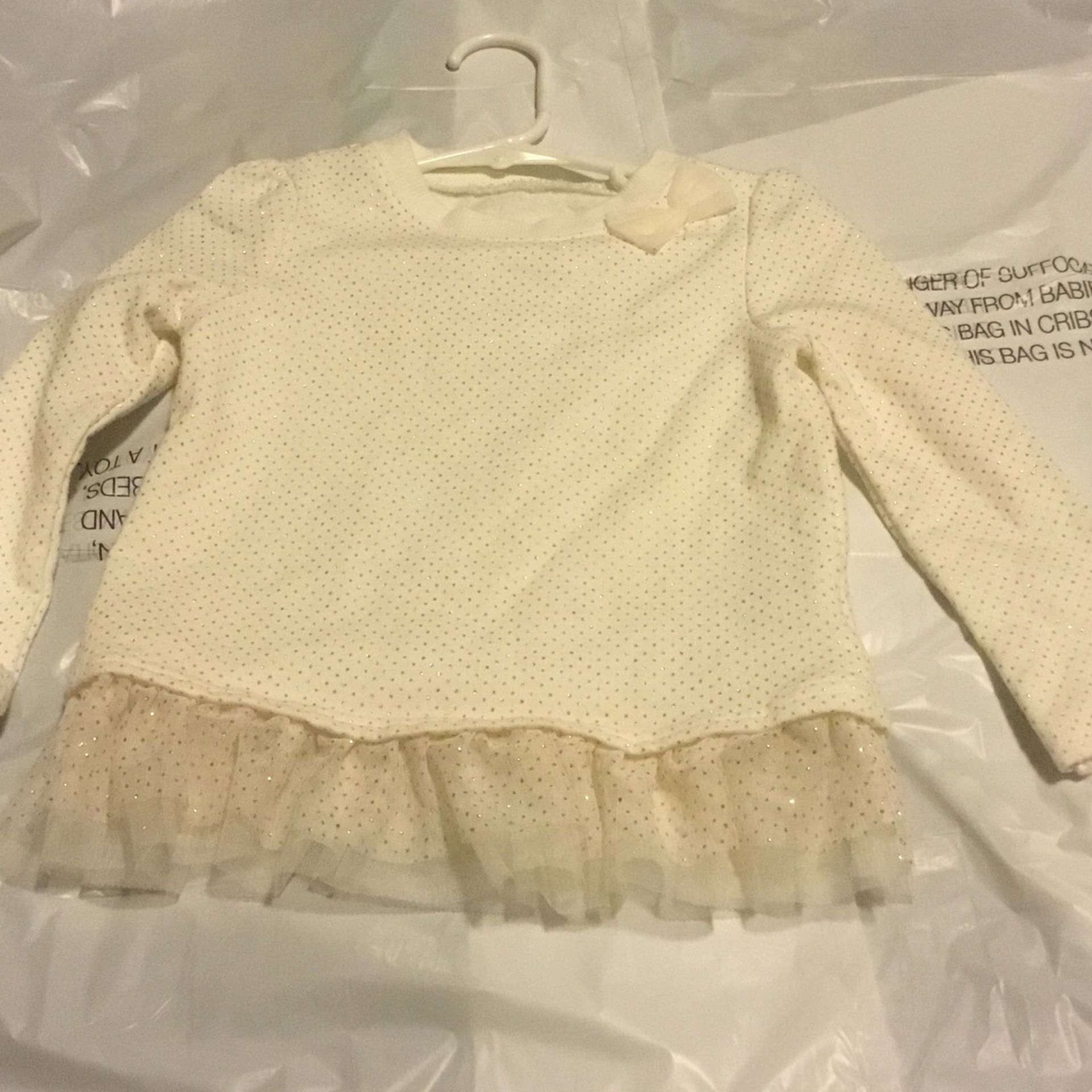 One Beautiful White Dress With Lace And Trim With Shinny Gold In Pattern For Just 2.00
