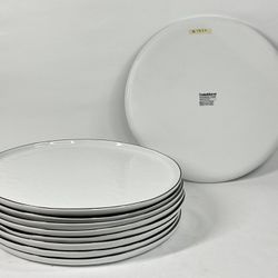#1926 Crate And Barrel 11” Mercer Rippled Texture Dinner Plates Set of 9