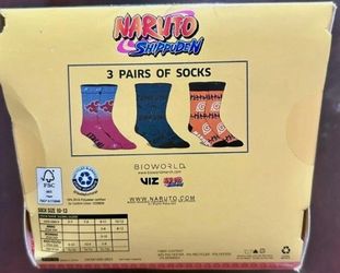 Naruto Shippuden 3 Pair Men's Crew Socks Fits Sock Size 10-13,....NEW IN BOX