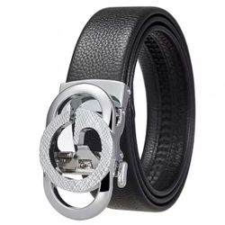 Men's leather belt with automatic metal buckle, high-quality luxury belt for men, famous brand, wristba