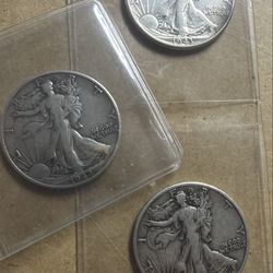 Walking Liberty Half Dollar 1942•1943•1943-D Circulated  90% Silver