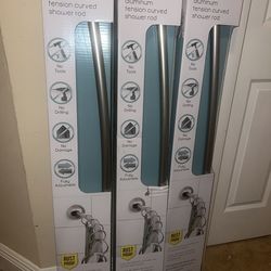 New 2- Zenna Home Curved Shower Curtain Rod, Adjustable Tension Shower Rod for Bathroom, Rustproof, 1-Inch