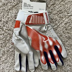 Nike Alpha Elite Clemson Orange Batting Gloves