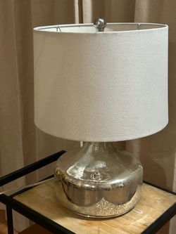 Mercury Glass Table Lamp with Linen Shade
