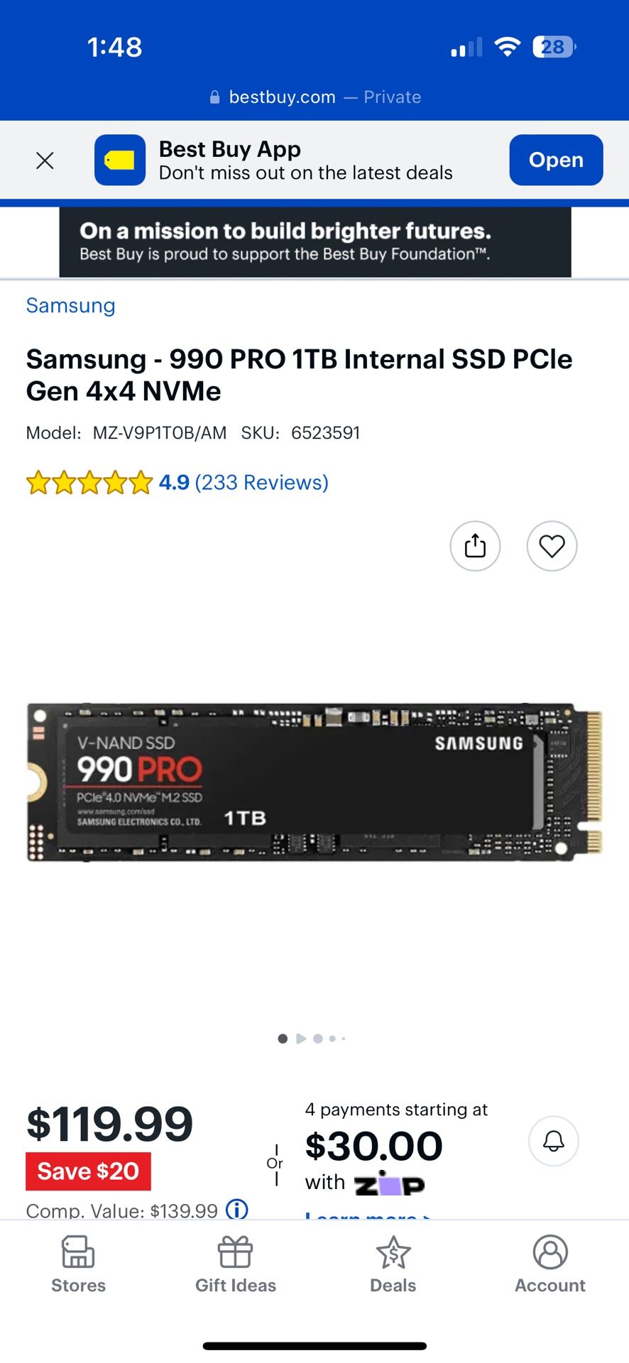 Samsung - 990 PRO 1TB Internal SSD PCle Gen 4x4 NVMe