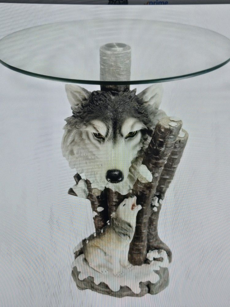 Wolf Glass Top End Table