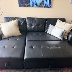 Black PU convertible sofa for sale!