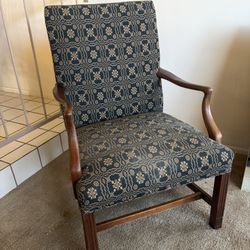 Vintage Mahogany Martha Washington Upholstered Chair