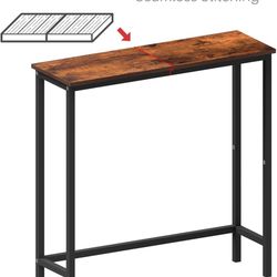 HollyHOME Narrow Console Table, 29.5" Slim Entryway Table, Sofa Stand, Hallway Shelf for Hallway, Bedroom, Living Room, Foyer, Rustic Brown