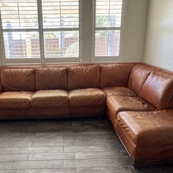 3-Piece Leather Sectional, Oversized Chair & Ottoman