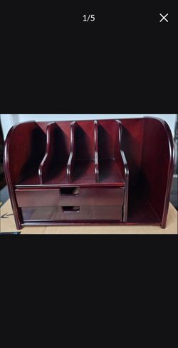 Wood Desktop Letter Organizer with Drawers
