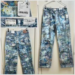 NWT Free People We The Free Tennessee Low -Rise Boyfriend Floral Print Jeans Size 25