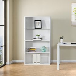 60-in 4-Shelf Bookcase with 2 Adjustable Shelves and 2 Fixed Shelves in White