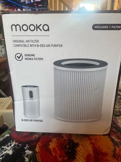 Mooka B-D03 Original Air Filter - 1 Filter. See pictures New in box Genuine Mooka replacement air filter shown on box. Fits B-D03 air purifier.