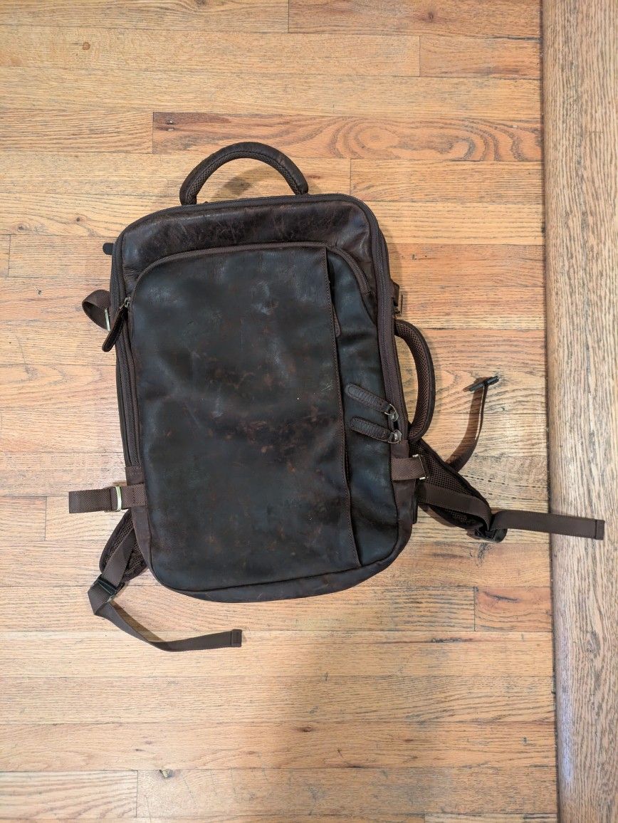 Premium Real Leather Expandable Travel Backpack – Durable, Spacious, & Perfect for Week-Long Trips! Laptop & Luggage Compartments, Secret Pockets Inc