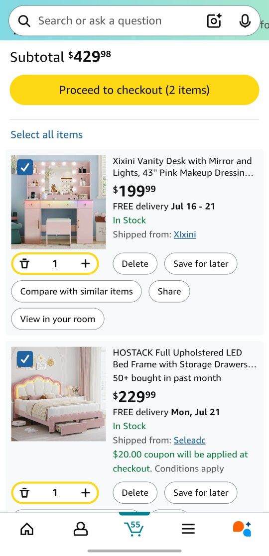 Full Upholstered LED Bed Frame with Storage Drawers
