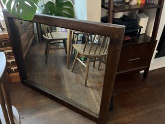 Large Vintage Solid Wood Framed Mirror