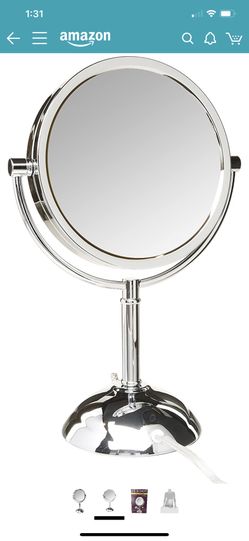 Jerdon HL8808CL 8.5-Inch Tabletop Two-Sided Swivel LED Lighted Vanity Mirror with 8x Magnification,