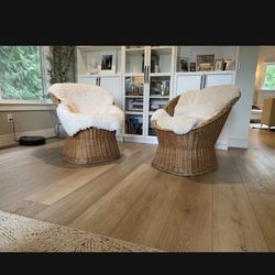 Wicker Scoop Chair Pair