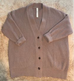 Women’s Ladies Lululemon Brown Cable Knit Button Down Cardigan Sweater Sz XL X-Large