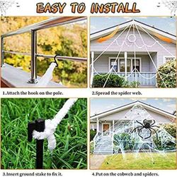 Halloween 16. 4 Feet Giant Stretch Cobweb, 58. 7inch Giant Hairy Spider with 20 Small Spiders Giant Spider Web Set for Scary Halloween Yard Lawn Home