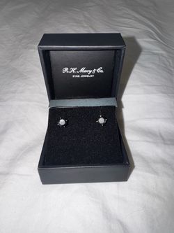 Macys black gemstone solitaire stud earrings