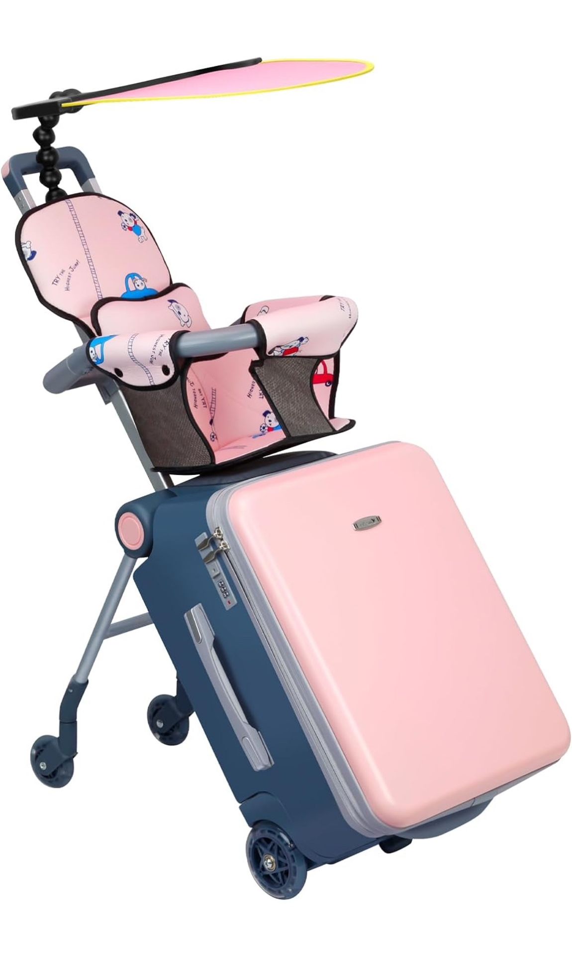 LemoHome Expandable Carry On Luggage w/ Child Seat Design, 20”, Pink