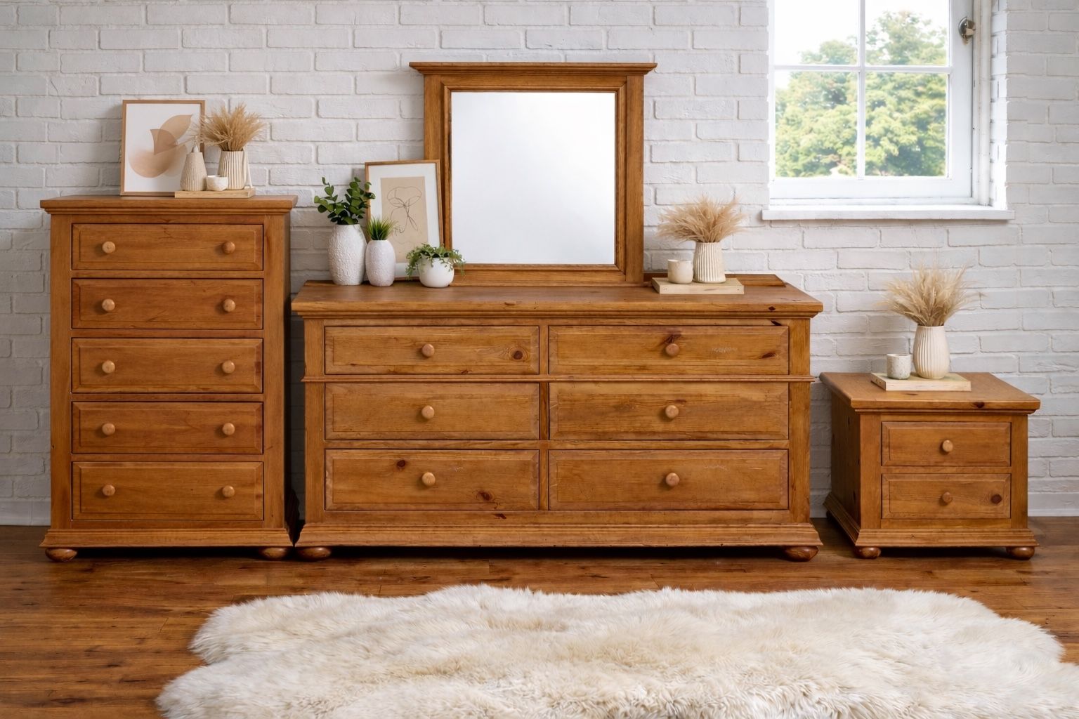 The Broyhill Honeywood Trio — A Timeless Solid Wood Bedroom Statement
