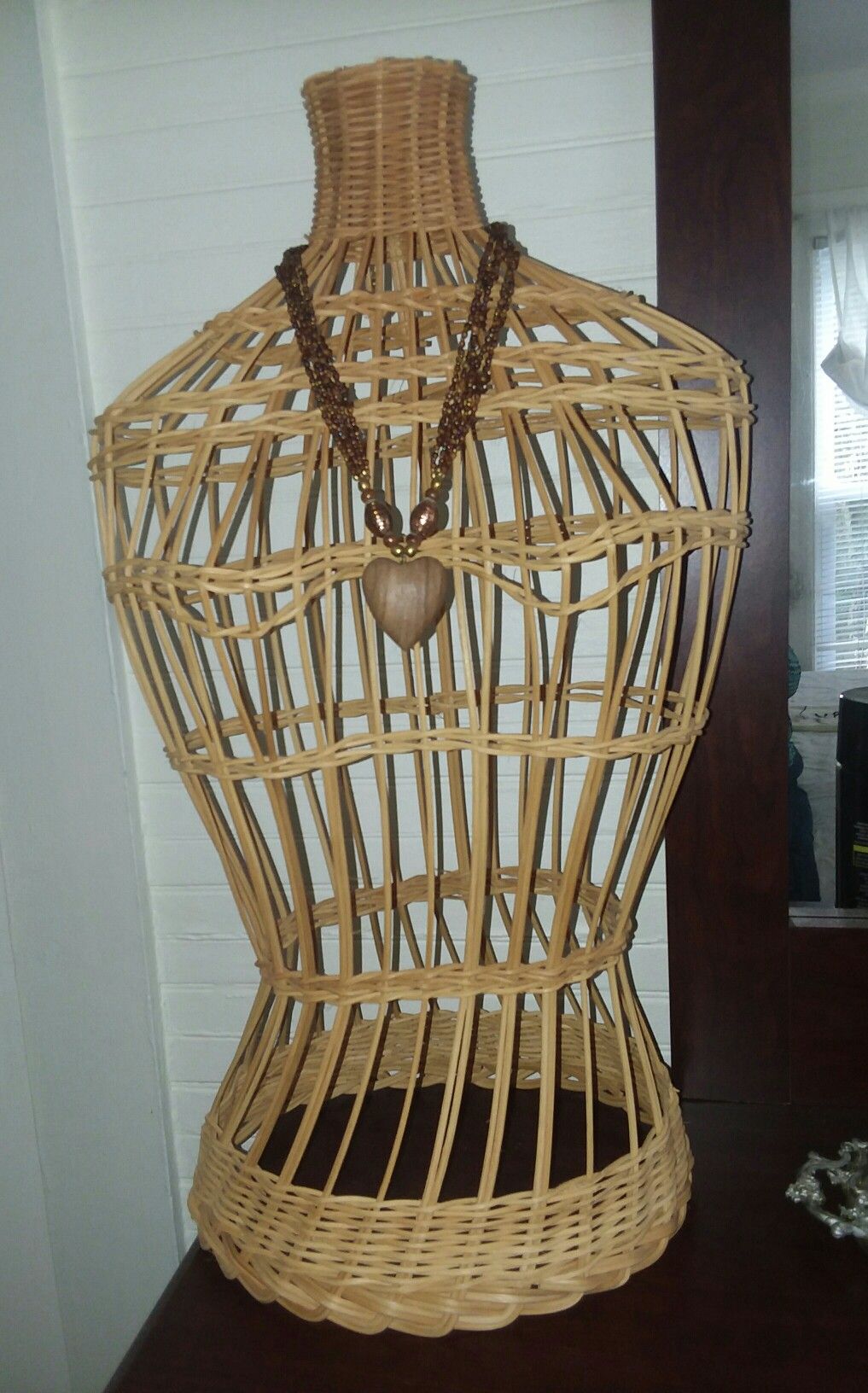 Vintage Wicker Dress Form-Mannequin-Counter Top-EC