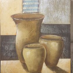 Textured Canvas Claypot Painting 