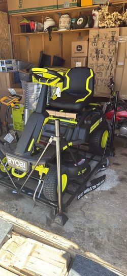 Brand New Ryobi 30 inch 80V riding mower combo with Ryobi 30 inch 80V Push mower.