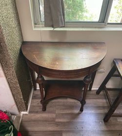 Vintage Half-Moon Console Table with Drawer